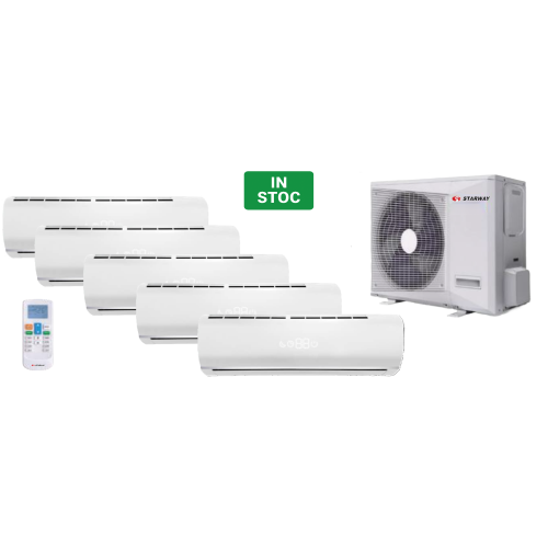 Sistem mini VRF STARWAY unitate externa 34000 btu + 2 x unitati interne tip Split 7500 btu + 3 x unitati interne tip Split 9500 btu, 220~240V/1N/50Hz, R410a