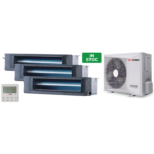Sistem mini VRF STARWAY unitate externa 27000 btu + 2 x unitati interne tip Duct 9500 btu + 1 x unitate interna tip Duct 12000 btu 220~240V/1N/50Hz, R410a STR0004