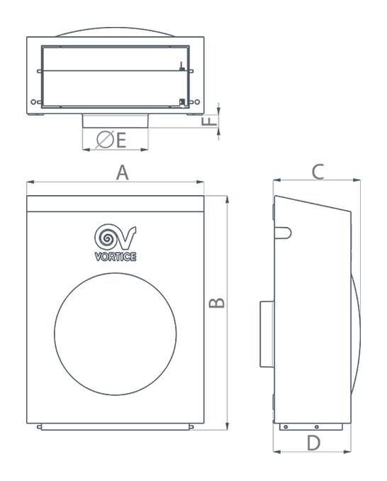 Dimensiuni ventilator de perete pentru montaj la exterior